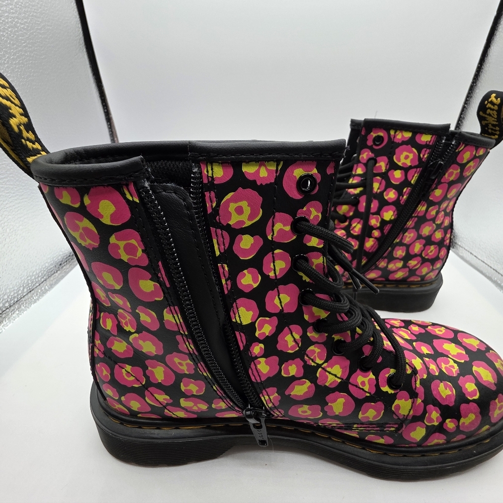 Doc Martens Kids Skull Boots Pink Yellow Kids 4US 3UK - Picture 5 of 13
